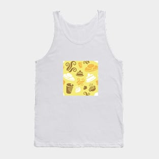 Cafe Yellow Vibe Coffee Dessert Sweets Pattern Tank Top